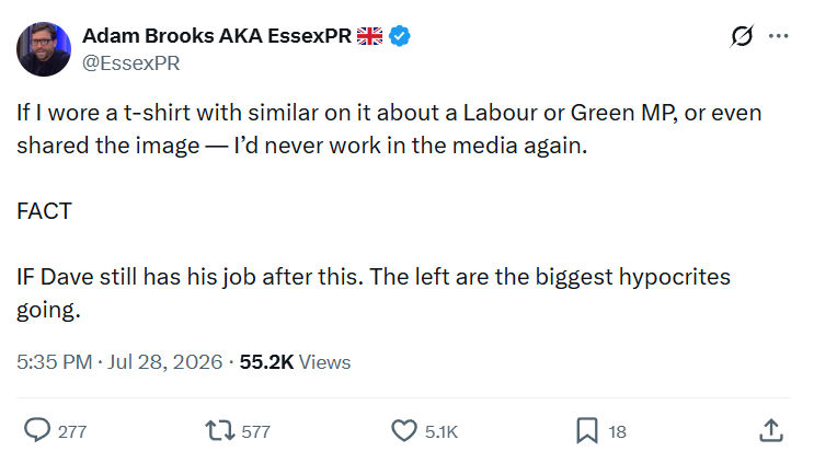 Adam Brooks: If I wore a t-shirt with similar...