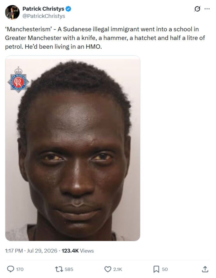 Patrick Christys: Sudanese illegal immigrant...