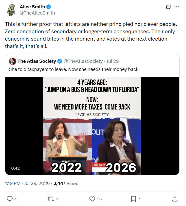 Alice Smith: This is further proof that leftists...