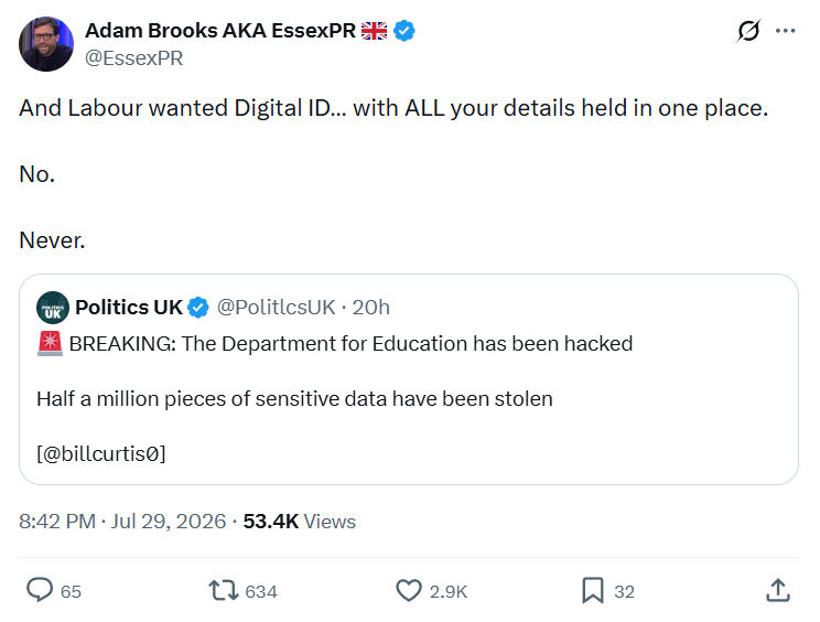 Adam Brooks: And Labour wanted Digital ID...
