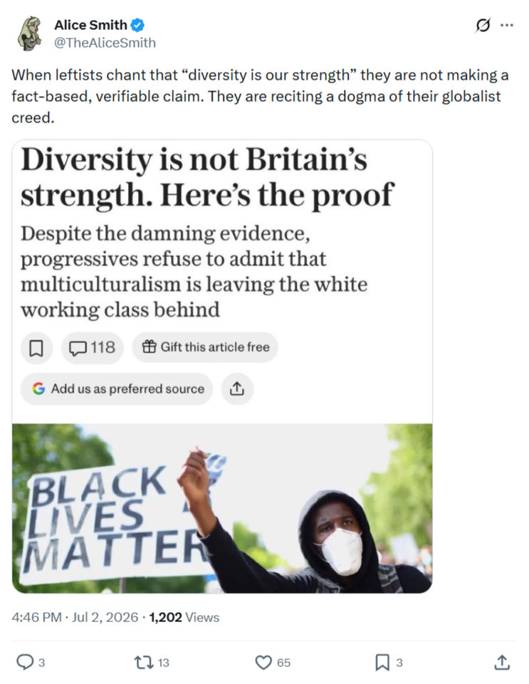 Alice Smith: When leftists chant that...