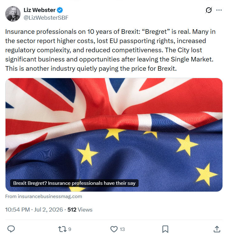 Liz Webster: Insurance professionals on 10 years of Brexit...