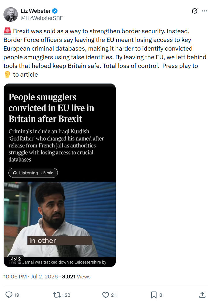 Liz Webster: Brexit was sold as a way to strengthen...