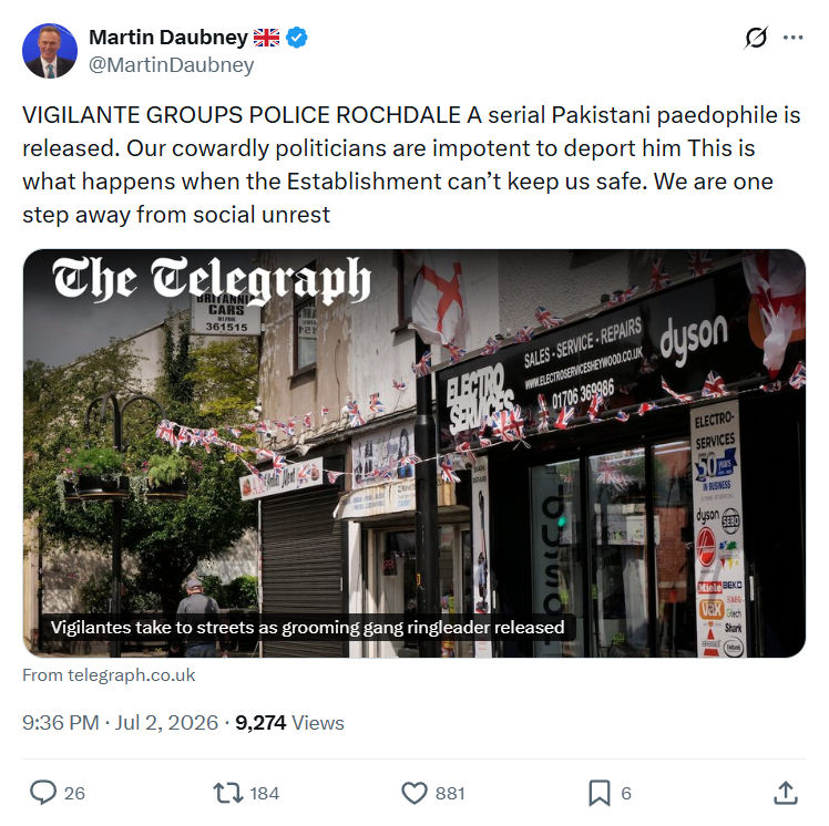 Martin Daubney: VIGILANTE GROUPS POLICE ROCHDALE...
