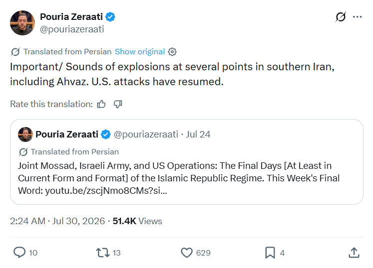 Pouria Zeraati:  Sounds of explosions...