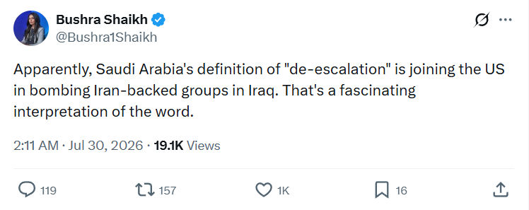 Bushra Shaikh: Apparently, Saudi Arabia's definition...
