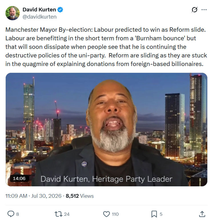 David Kurten: Manchester Mayor By-election...