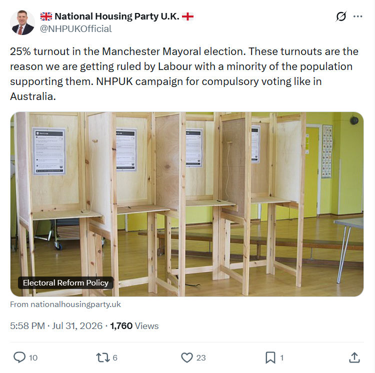 Pat McGinnis: 25% turnout in the Manchester...