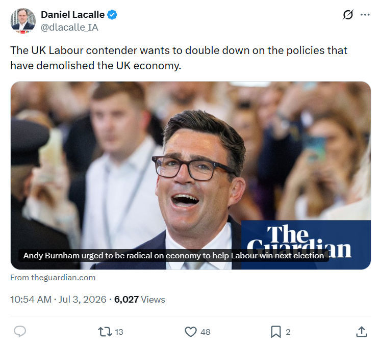 Daniel Lacalle: The UK Labour contender wants...