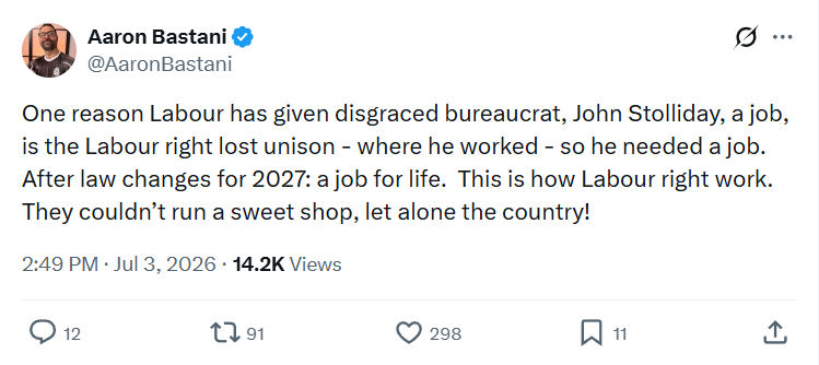 Aaron Bastani: One reason Labour has given disgraced bureaucrat...