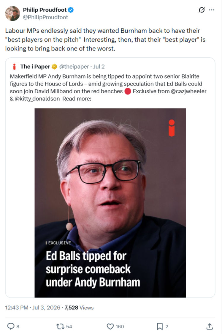 Philip Proudfoot: Labour MPs endlessly said...