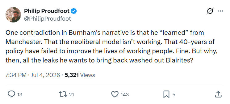 Philip Proudfoot: One contradiction in Burnham’s narrative...