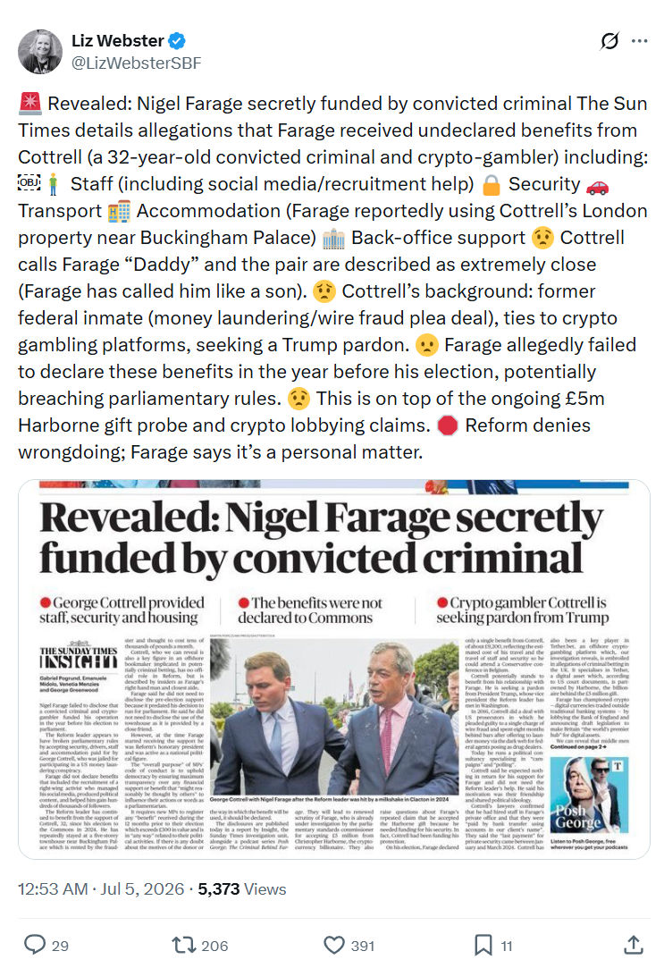Liz Webster: Revealed: Nigel Farage...