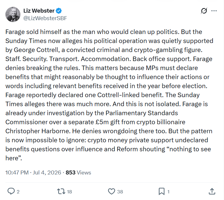 Liz Webster: Farage sold himself...
