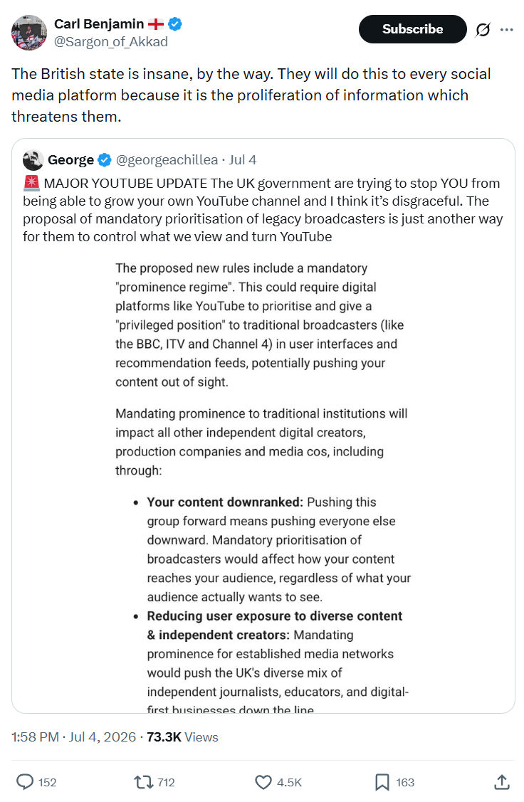 Carl Benjamin: The British state is insane...
