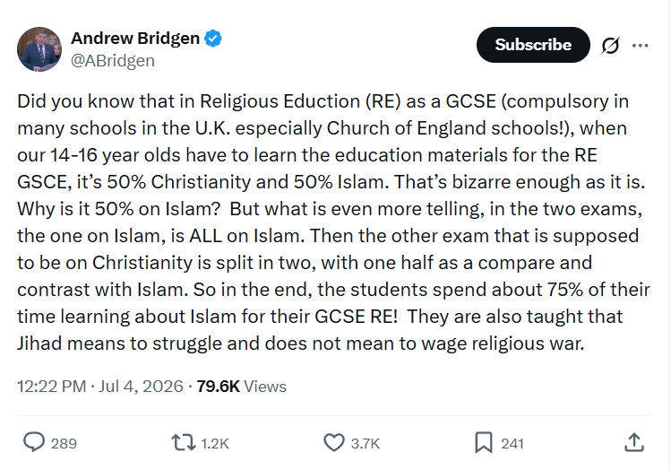 Andrew Bridgen: Did you know that in Religious Eduction...