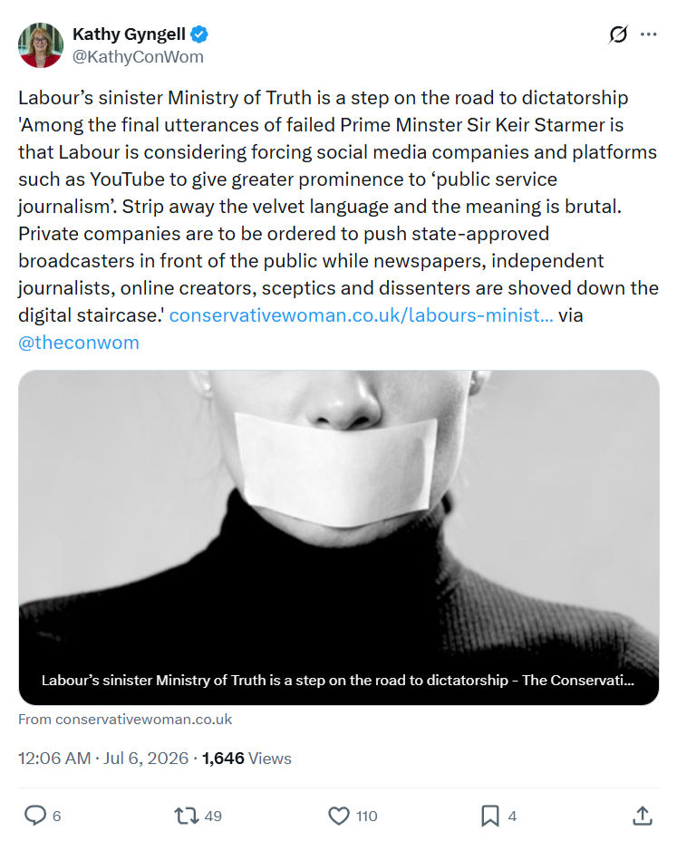 Kathy Gyngell: Labour’s sinister Ministry of Truth...