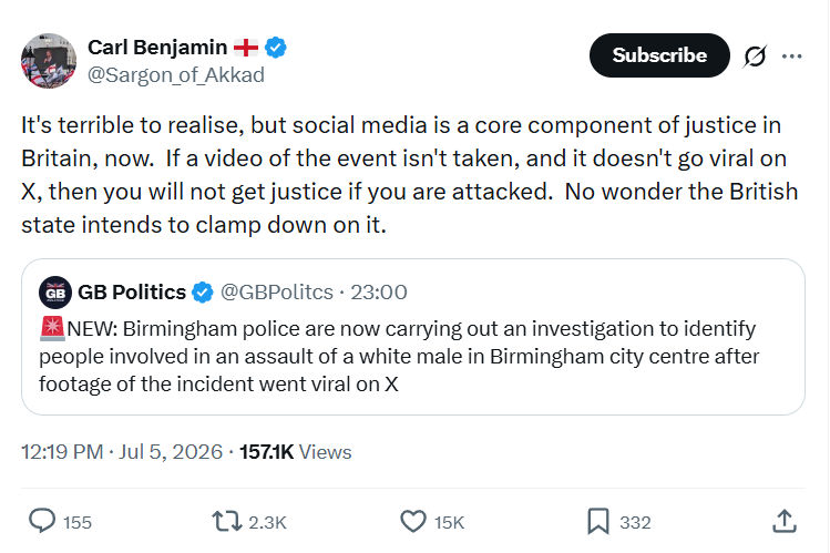 Carl Benjamin: It's terrible to realise...