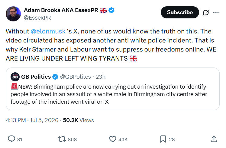 Adam Brooks: Without @elonmusk‘s X...