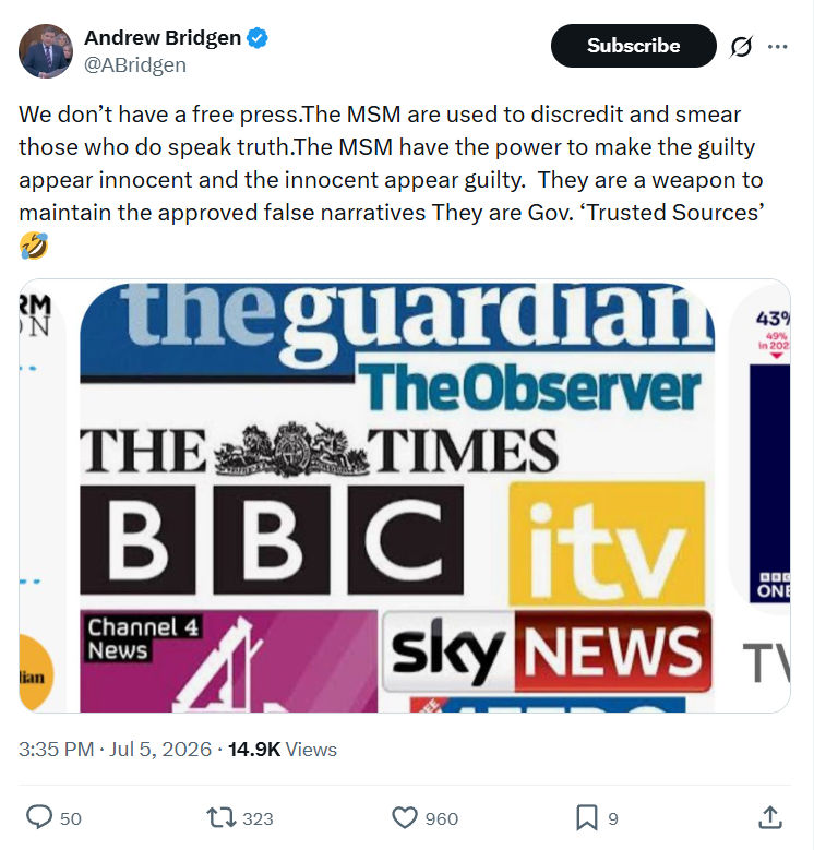 Andrew Bridgen: We don’t have a free press...