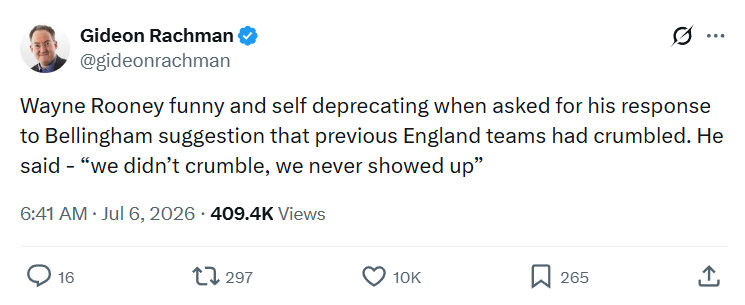 Gideon Rachman: Wayne Rooney funny...