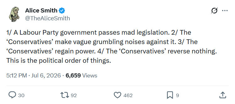 Alice Smith: 1/ A Labour Party government passes mad legislation...