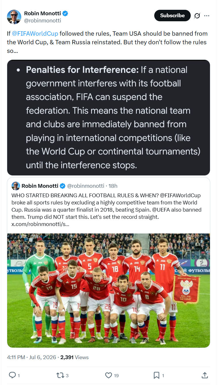 Robin Monotti: If @FIFAWorldCup followed the rules...