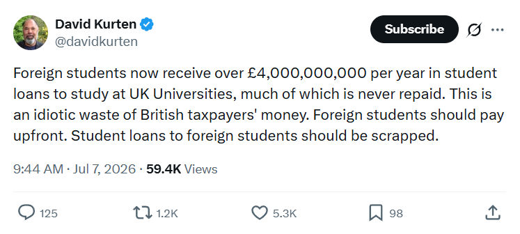 David Kurten: Foreign students now receive...
