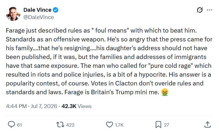 Dale Vince: Farage just described rules as...
