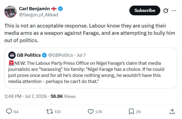 Carl Benjamin: This is not an acceptable response...