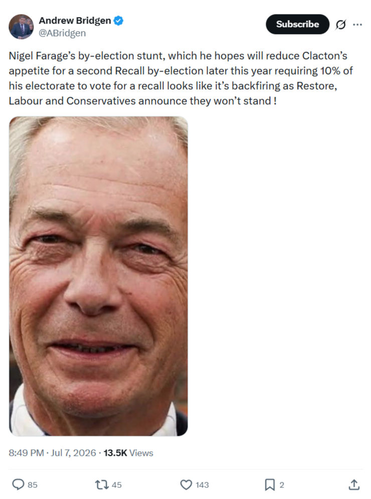 Andrew Bridgen: Nigel Farage’s by-election stunt...