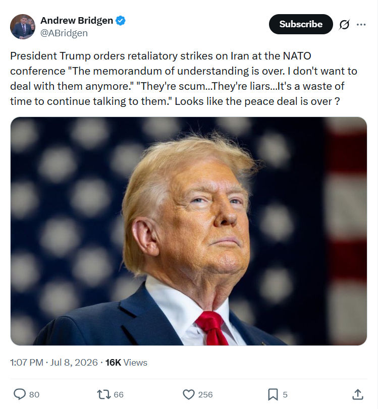Andrew Bridgen: President Trump orders retaliatory strikes on Iran at the NATO conference...