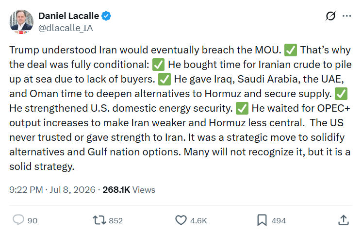 Daniel Lacalle: Trump understood Iran would eventually breach the MOU...