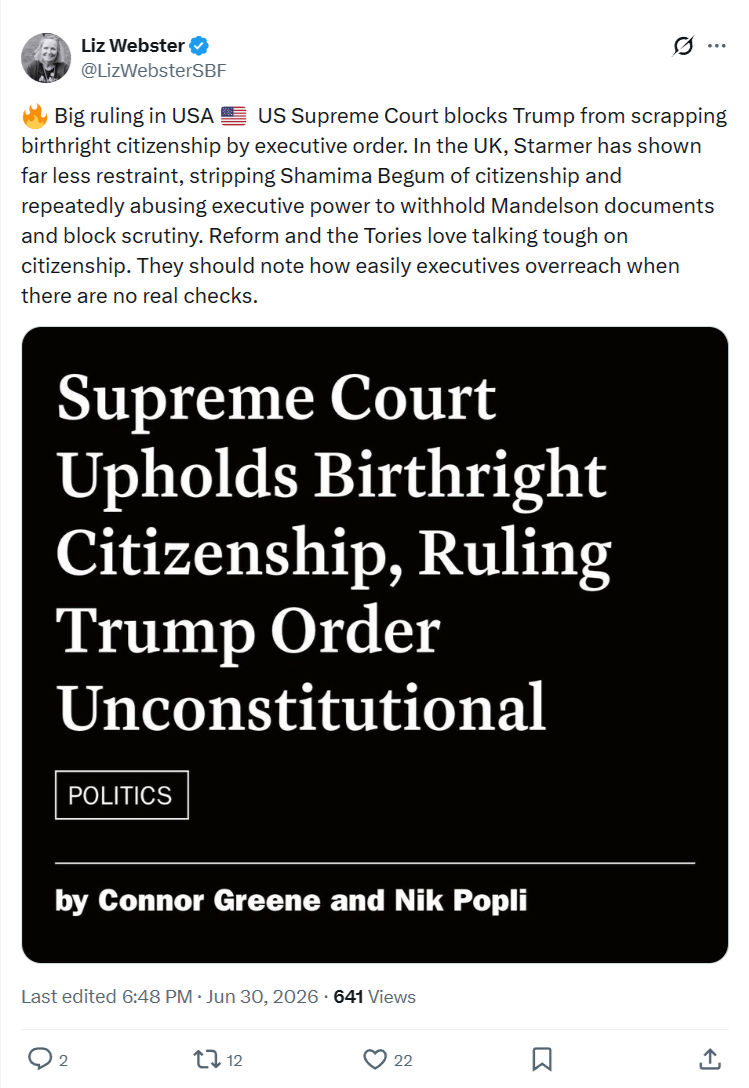 Liz Webster: Big ruling in USA...
