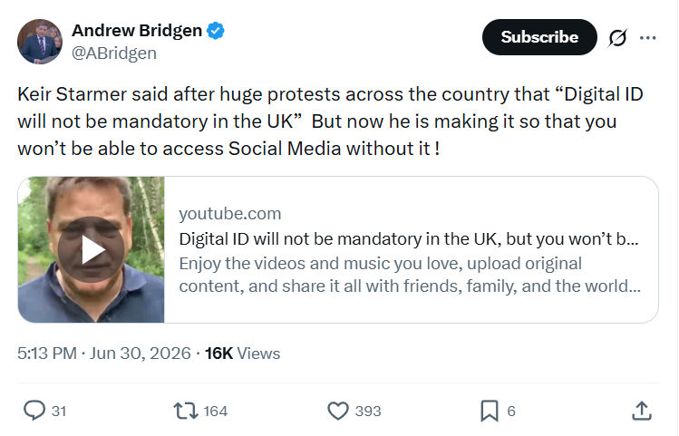 Andrew Bridgen: Keir Starmer said after huge protests...
