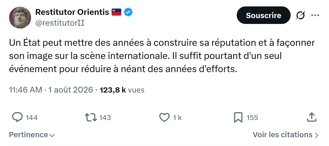 Restitutor Orientis: Un État peut mettre des années à construire...