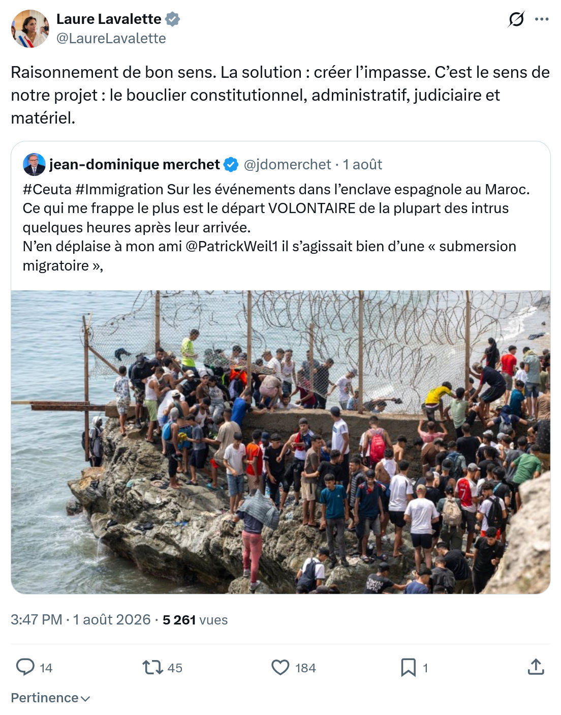 Laure Lavalette: Raisonnement de bon sens...