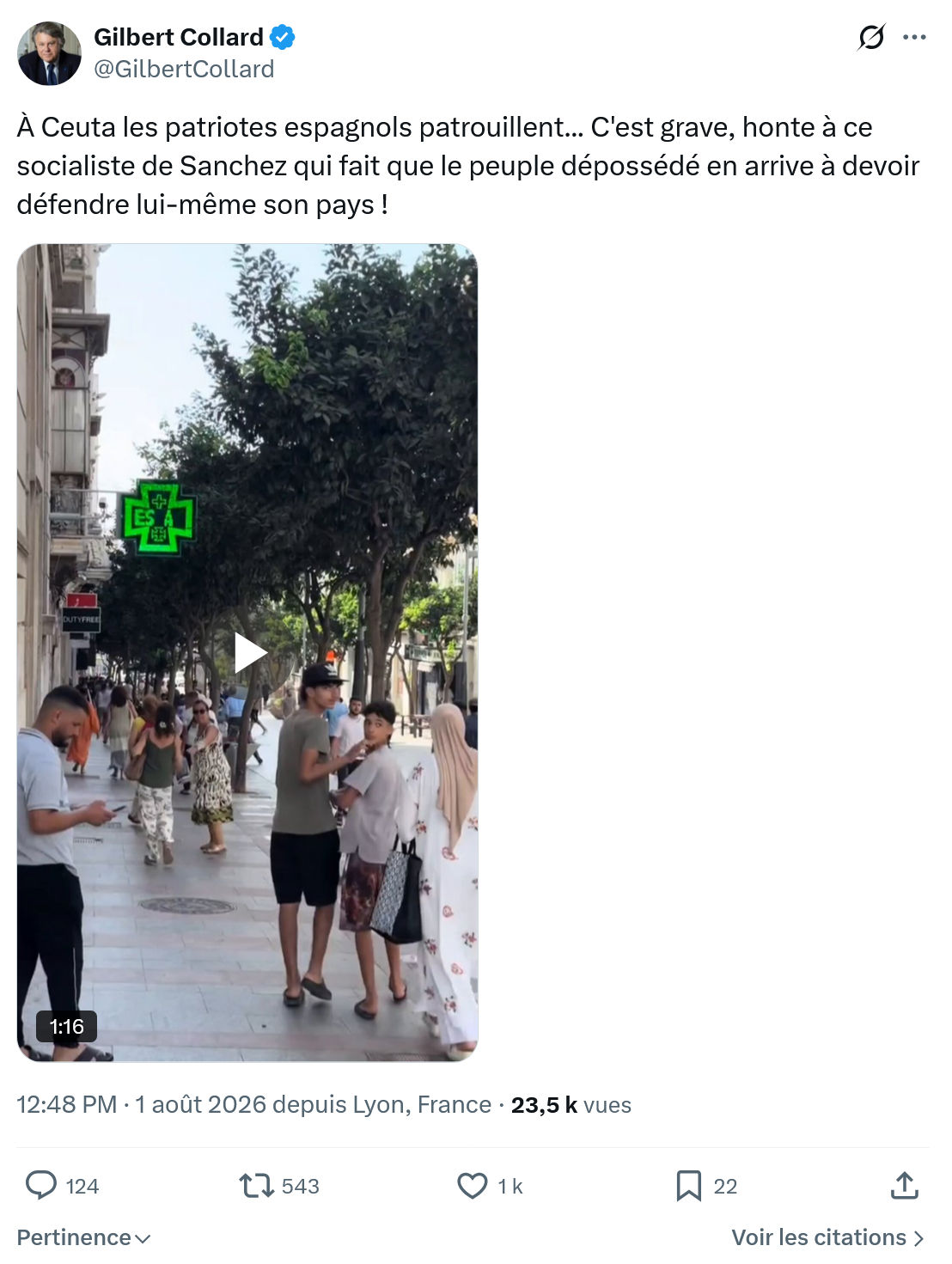 Gilbert Collard: À Ceuta les patriotes espagnols...
