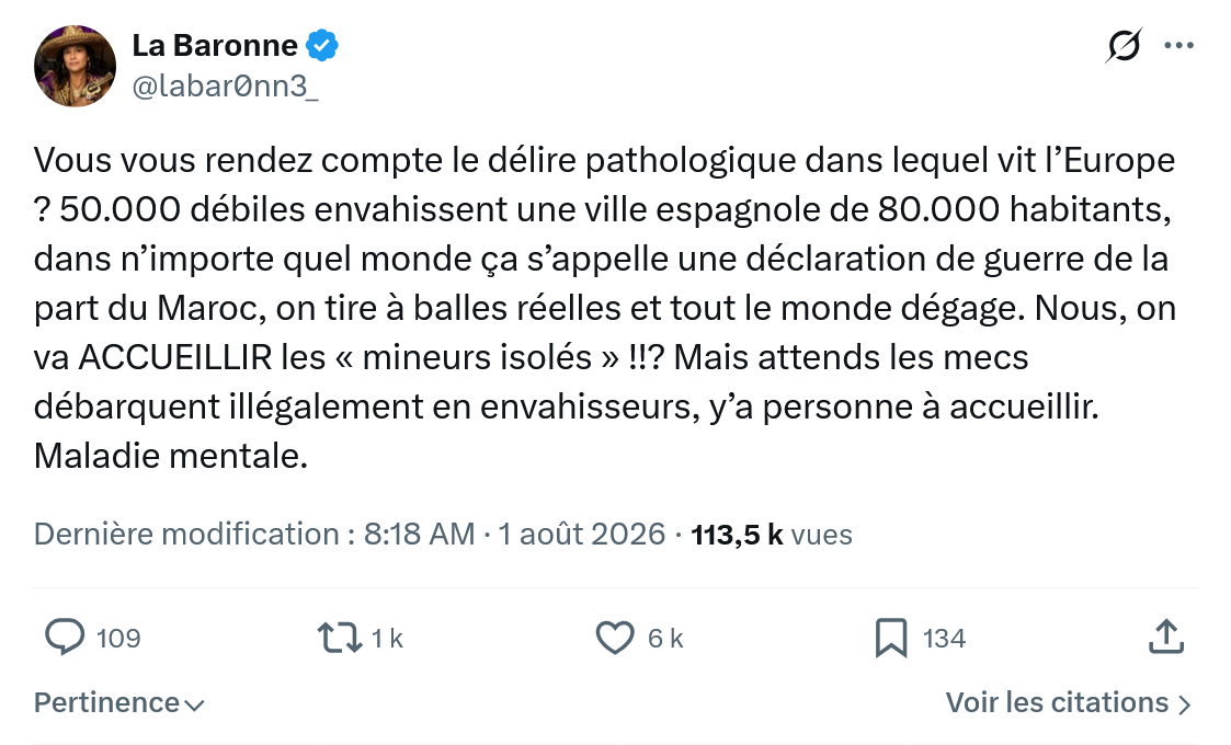 La Baronne: Vous vous rendez compte...