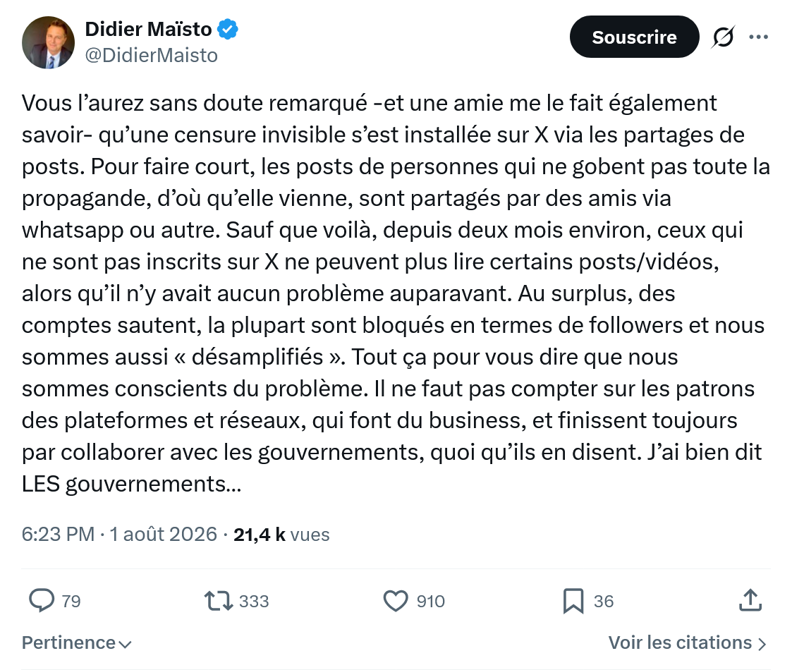 Didier Maïsto: Vous l’aurez sans doute remarqué...