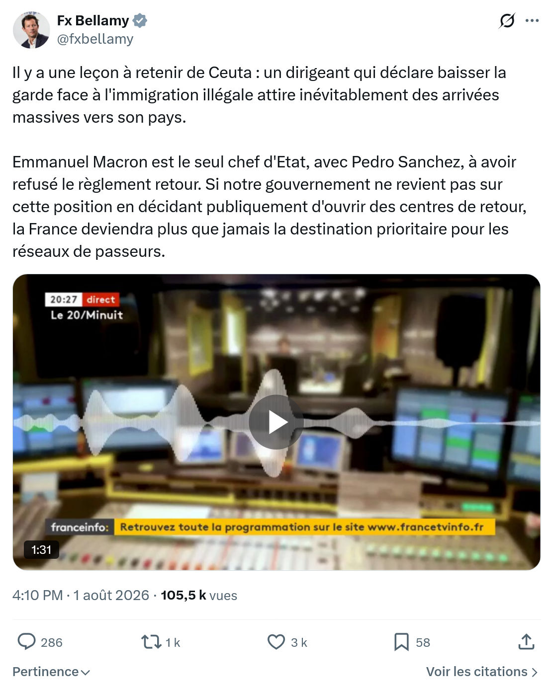 Fx Bellamy: Il y a une leçon à retenir de Ceuta...