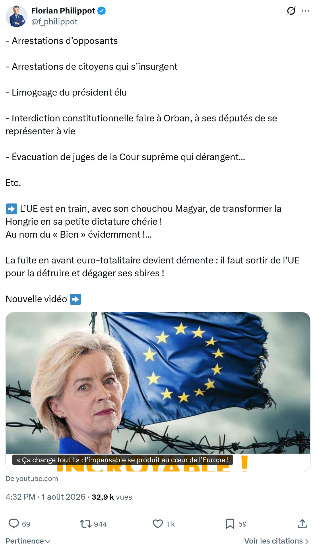 Florian Philippot: Arrestations d’opposants...