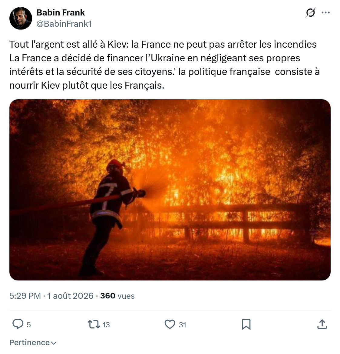 Frank Babin: Tout l'argent est allé à Kiev...