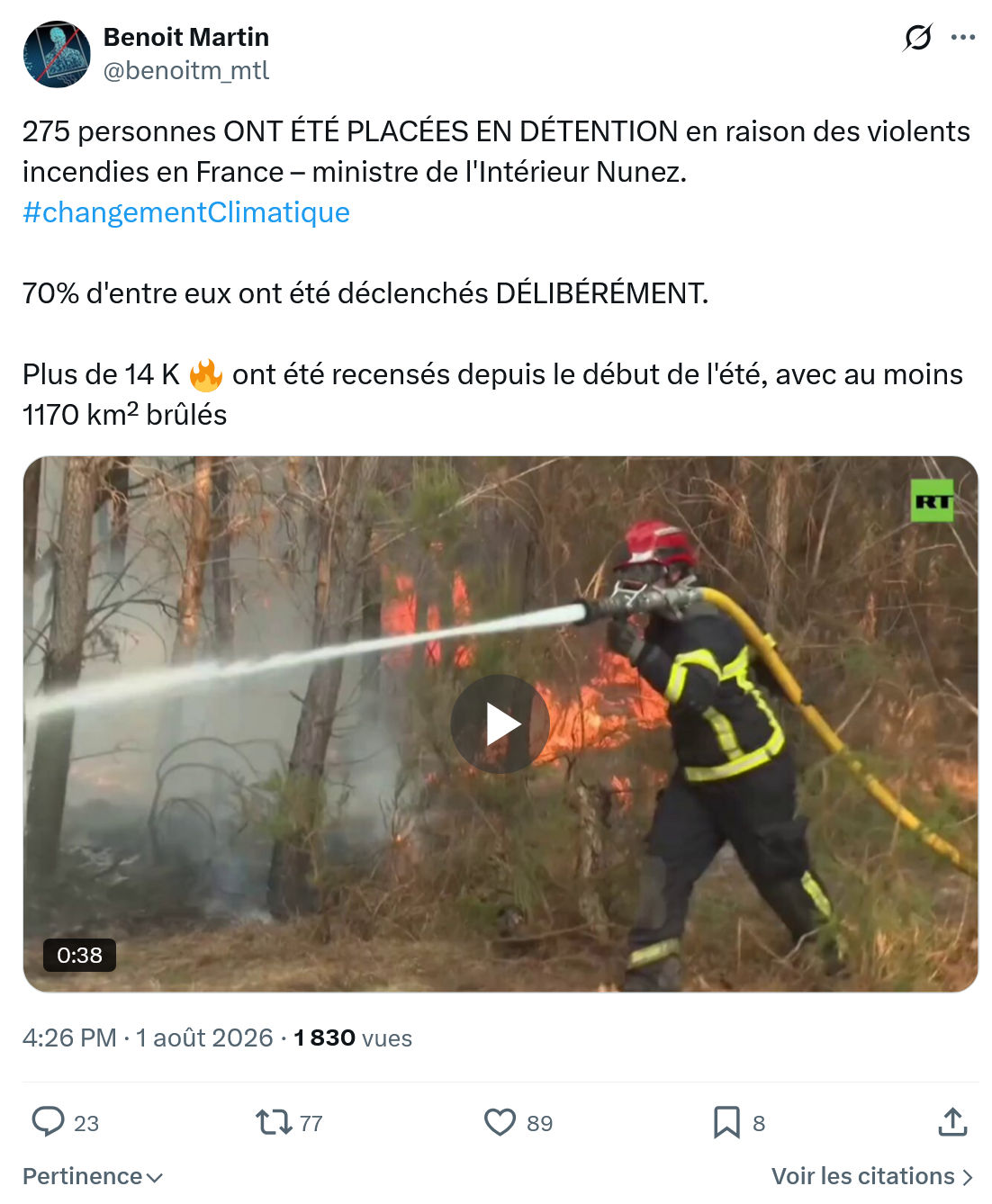 Benoît Martin: 275 personnes...
