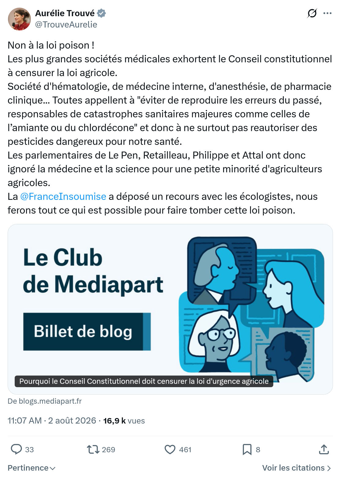 Aurélie Trouvé: Non à la loi poison...