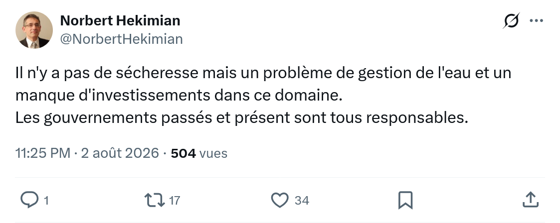 Norbert Hekimian: Il n'y a pas de sécheresse mais un problème...