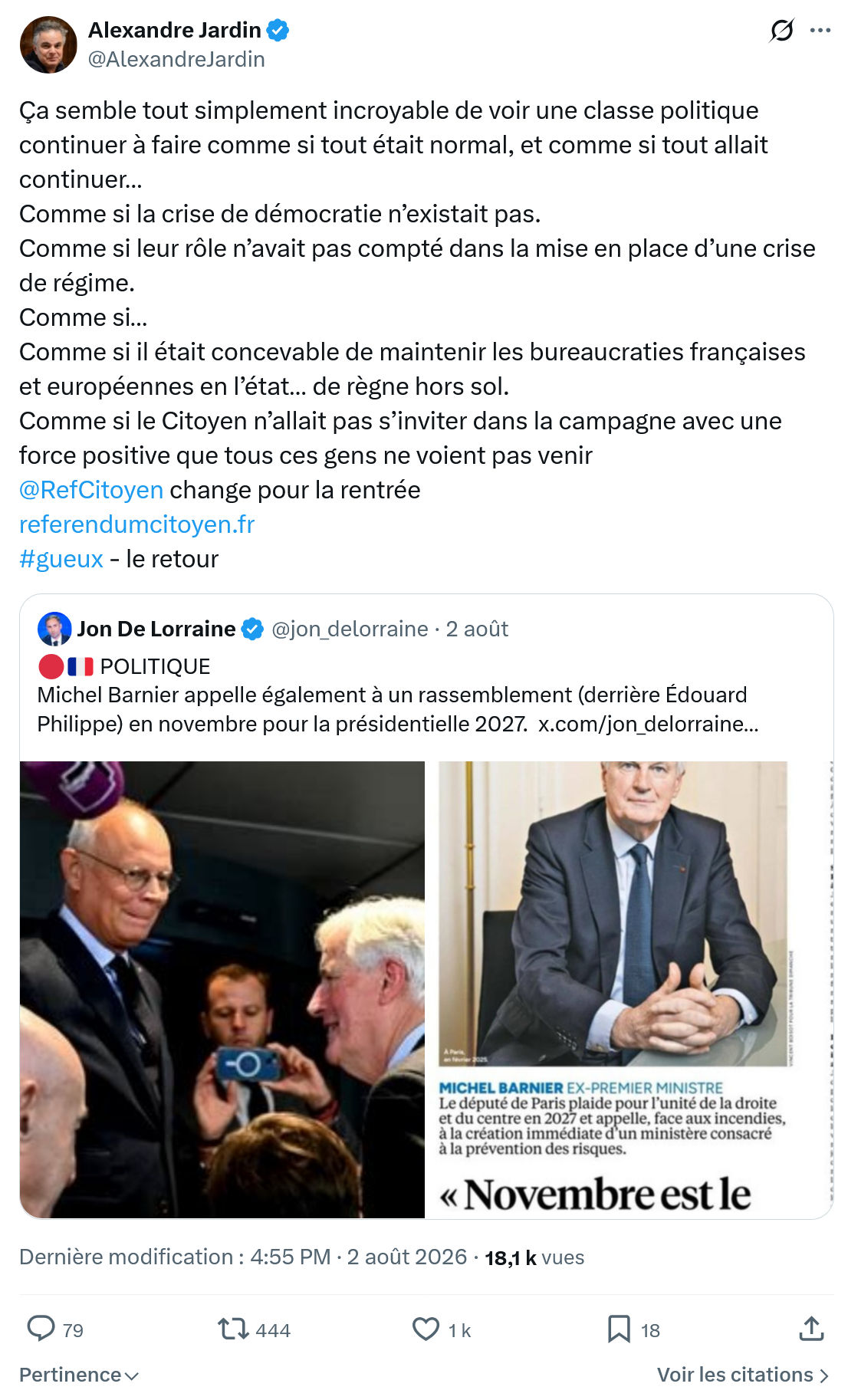 Alexandre Jardin: Ça semble tout simplement incroyable...