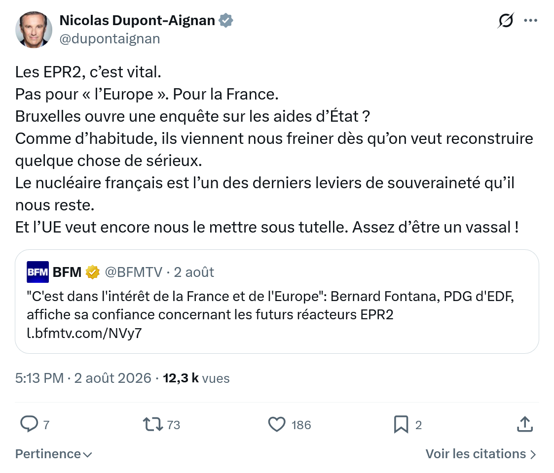 Nicolas Dupont-Aignan: Les EPR2, c’est vital...