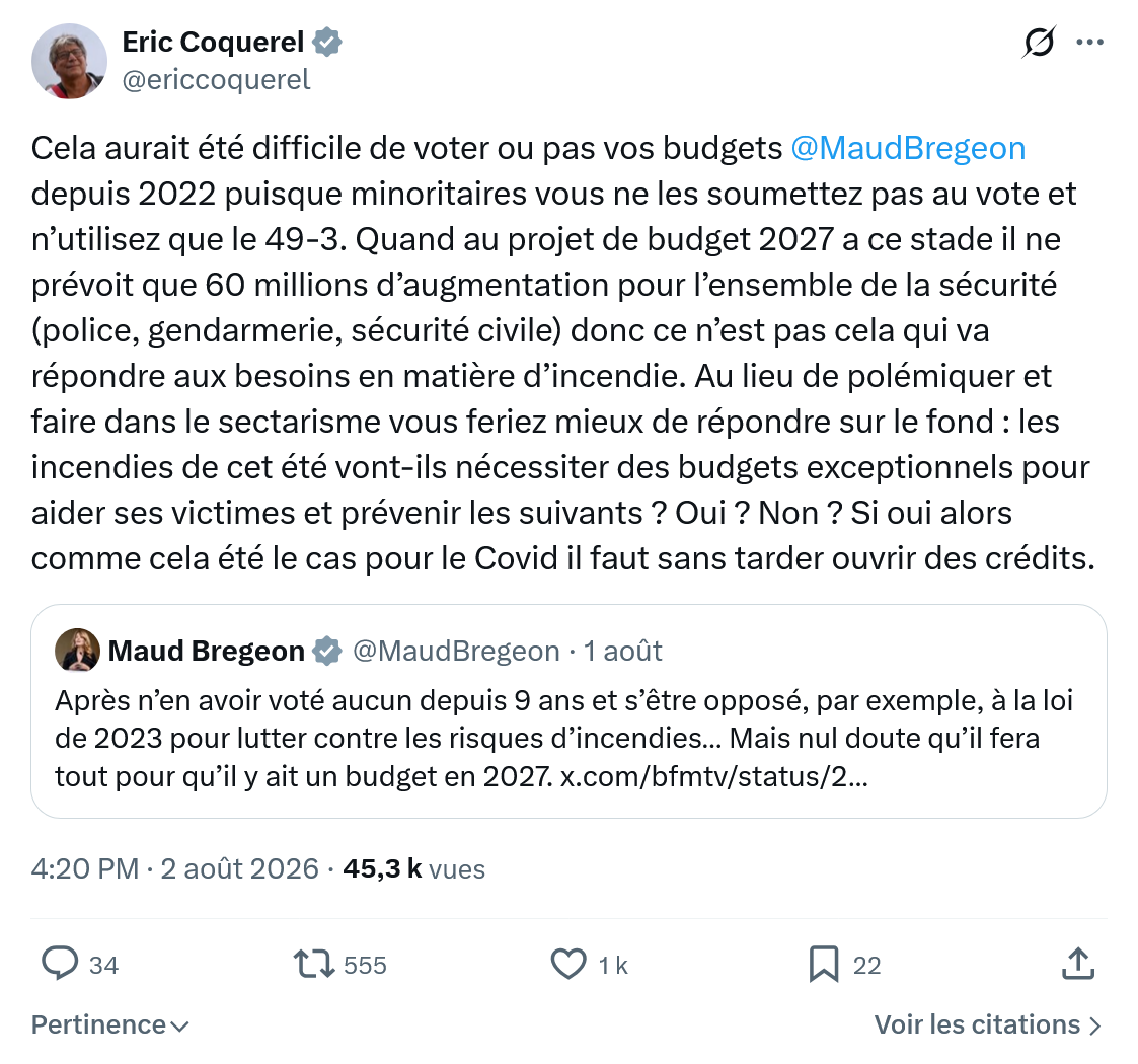 Eric Coquerel: Cela aurait été difficile de voter...
