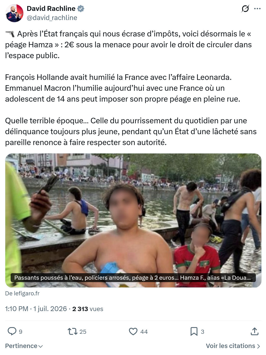 David Rachline: Après l’État français qui nous...